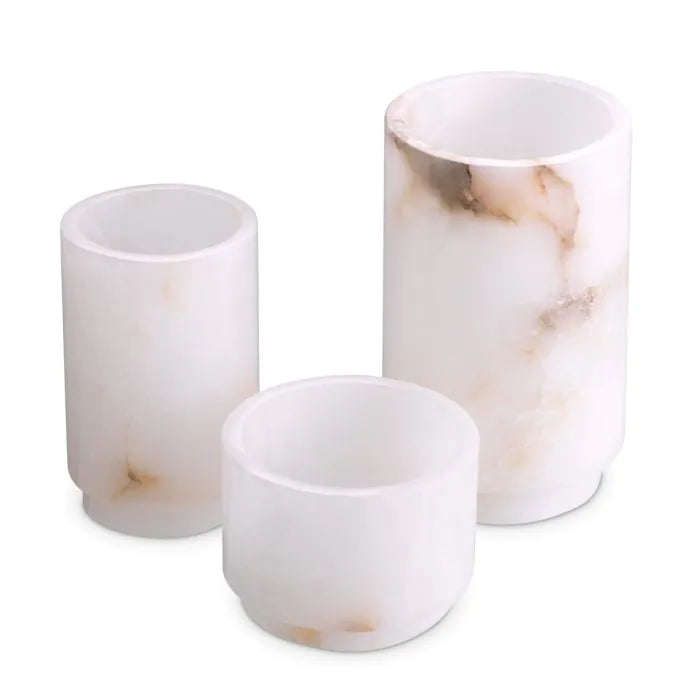 Tealight Holder - Leonidas - Set of 3 - Albaster
