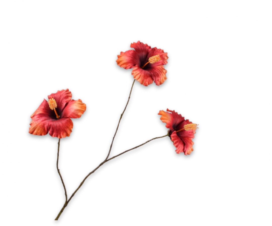 Hibiscus Branch - Orange - 84cm