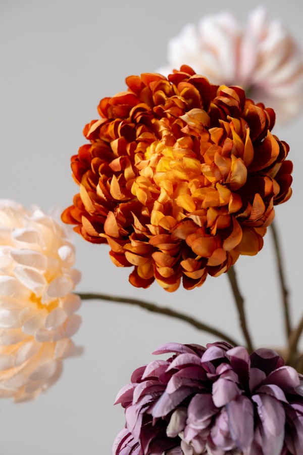 Chrysant Branch -  Orange brown - 64cm