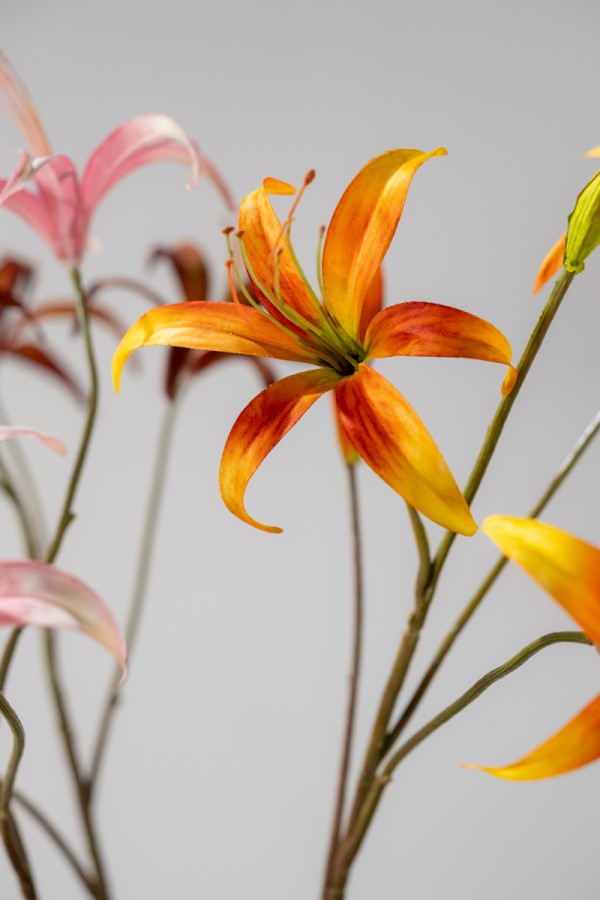 Lily Branch - Orange - 80cm