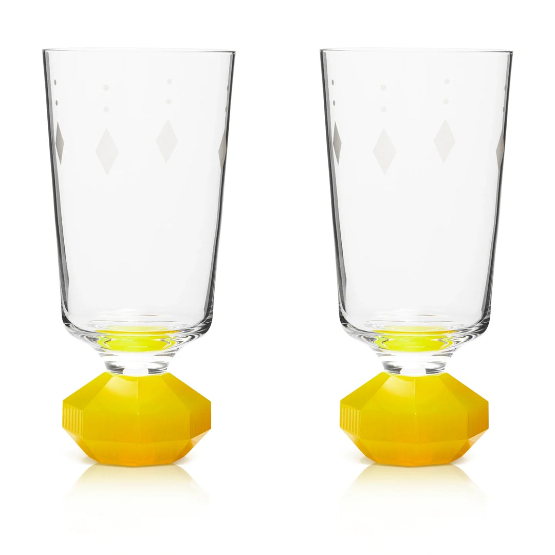 Pair of Glasses - Chelsea Tall Crystal - Clear Neon Yellow