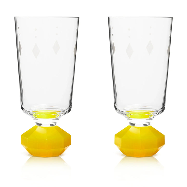 Pair of Glasses - Chelsea Tall Crystal - Clear Neon Yellow