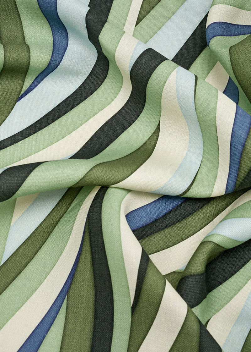 Linen Sateen Landscape Tablecloth Large - Blue + Green