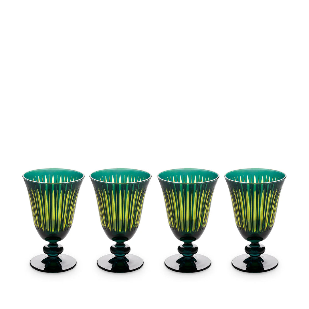Prism Wine Glasses - Green - Set of 4