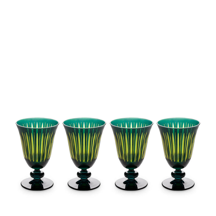 Prism Wine Glasses - Green - Set of 4
