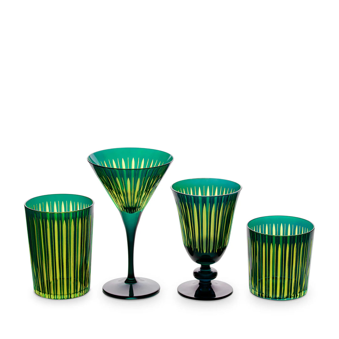 Prism Wine Glasses - Green - Set of 4