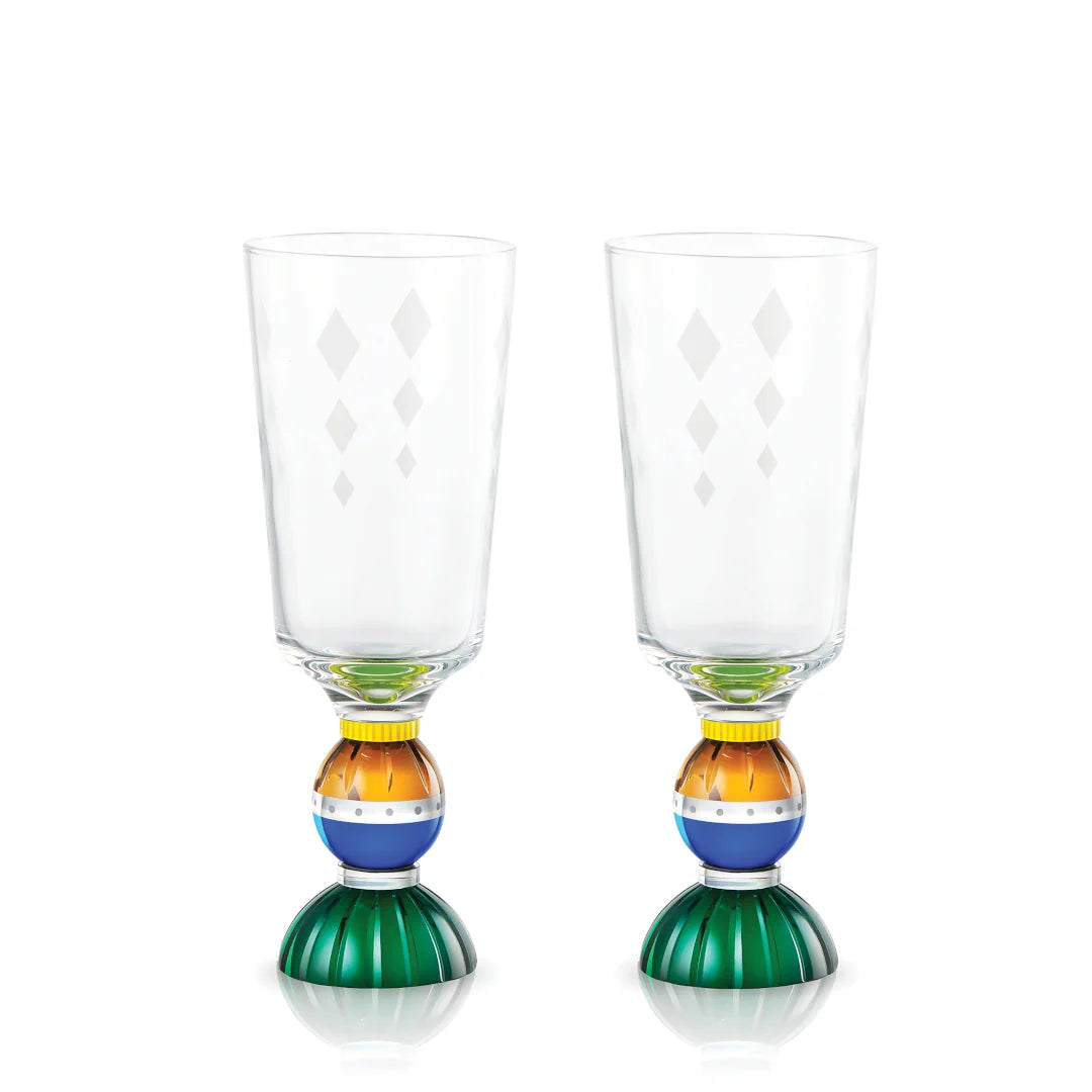 Pair of Ascot - Tall Crystal Glasses