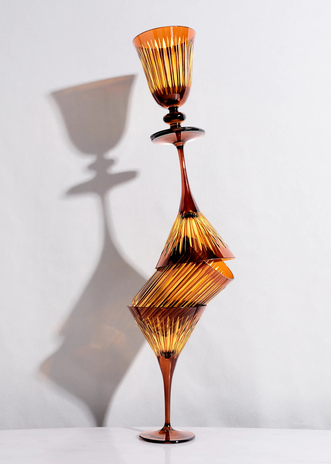 Prism Wine Glasses - Amber - Set of 4