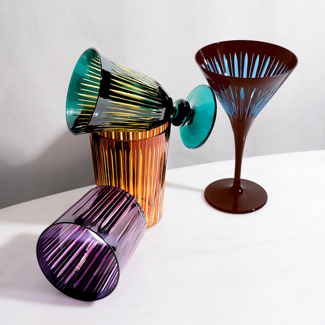 Prism Wine Glasses - Green - Set of 4