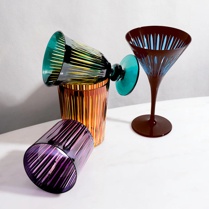 Prism Wine Glasses - Green - Set of 4