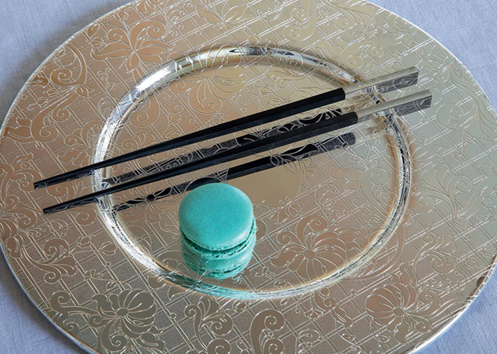 Jardin d'Eden - Japanese Chopsticks with Case - Silver Plated Black