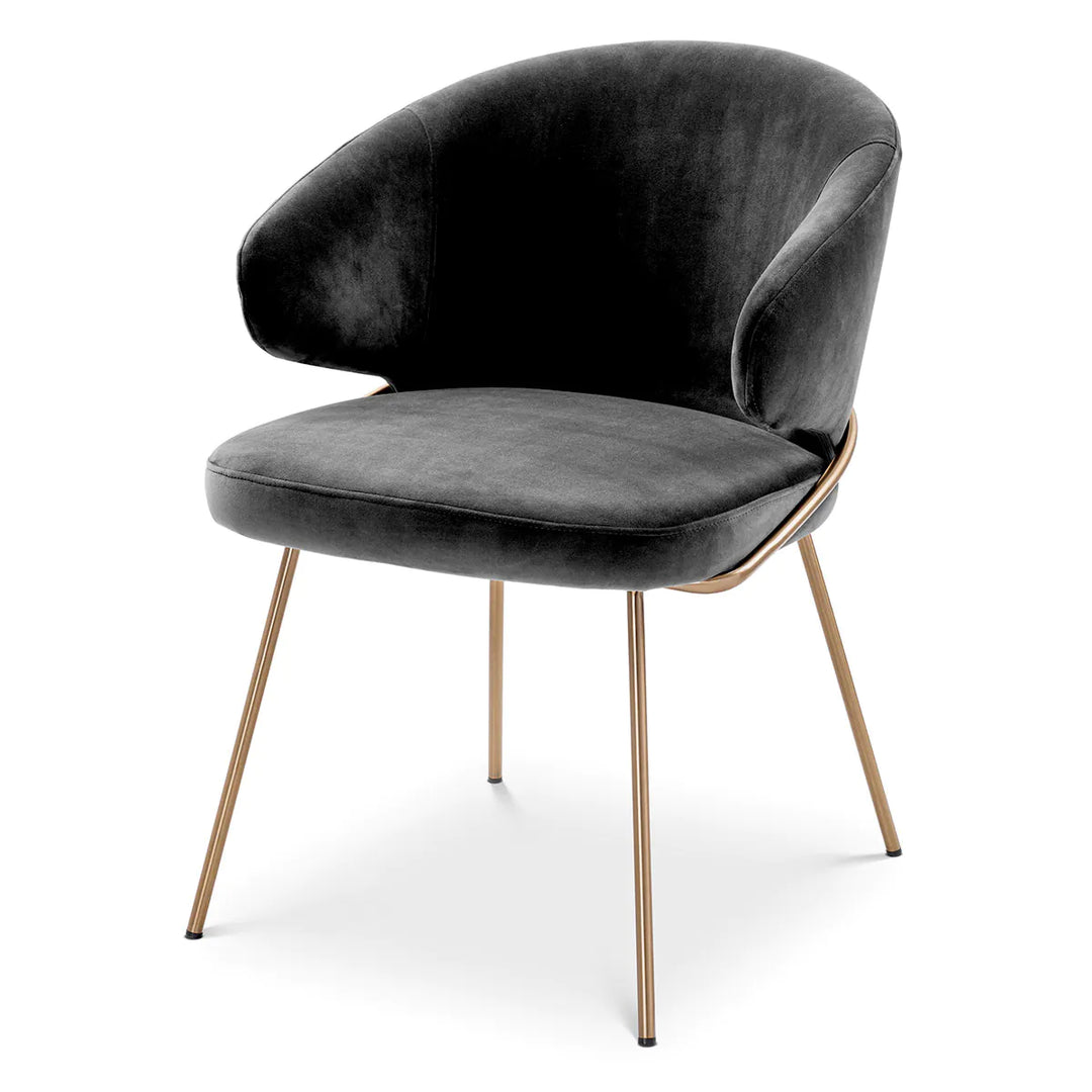 Dining Chair - Kinley - Dark Grey Velvet