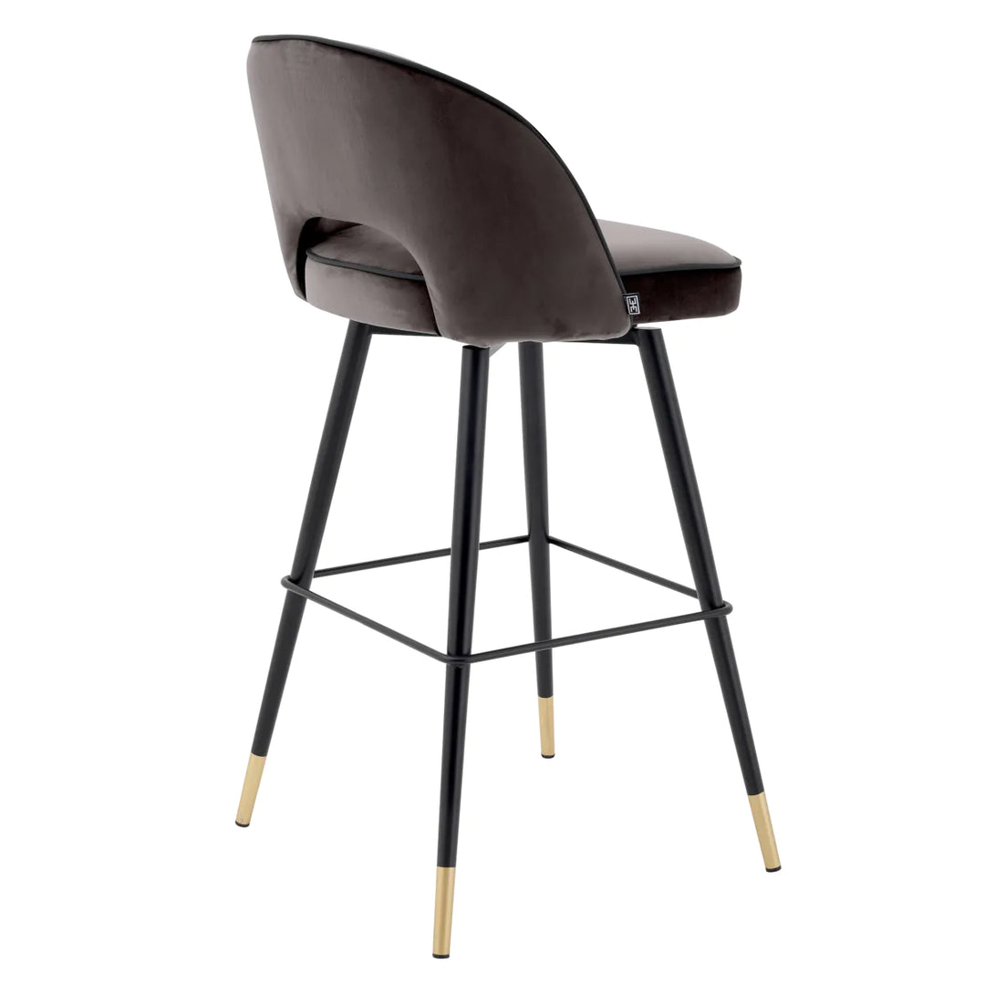 Bar Stool - Cliff - Set of 2 - Grey Velvet