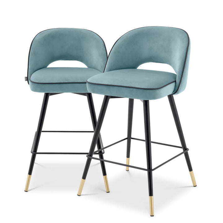 Counter Stool - Cliff - Set of 2 - Blue Velvet