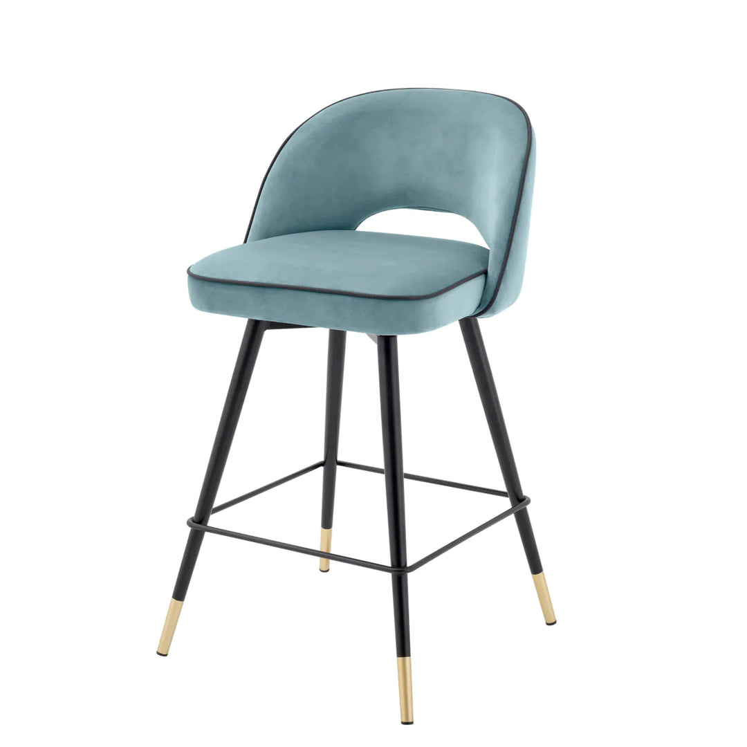 Counter Stool - Cliff - Set of 2 - Blue Velvet