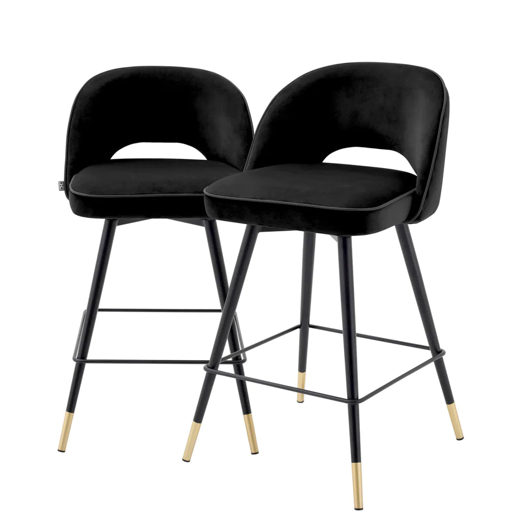 Counter Stool - Cliff - Set of 2 - Black Velvet