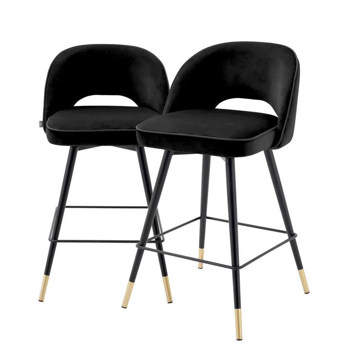 Counter Stool - Cliff - Set of 2 - Black Velvet