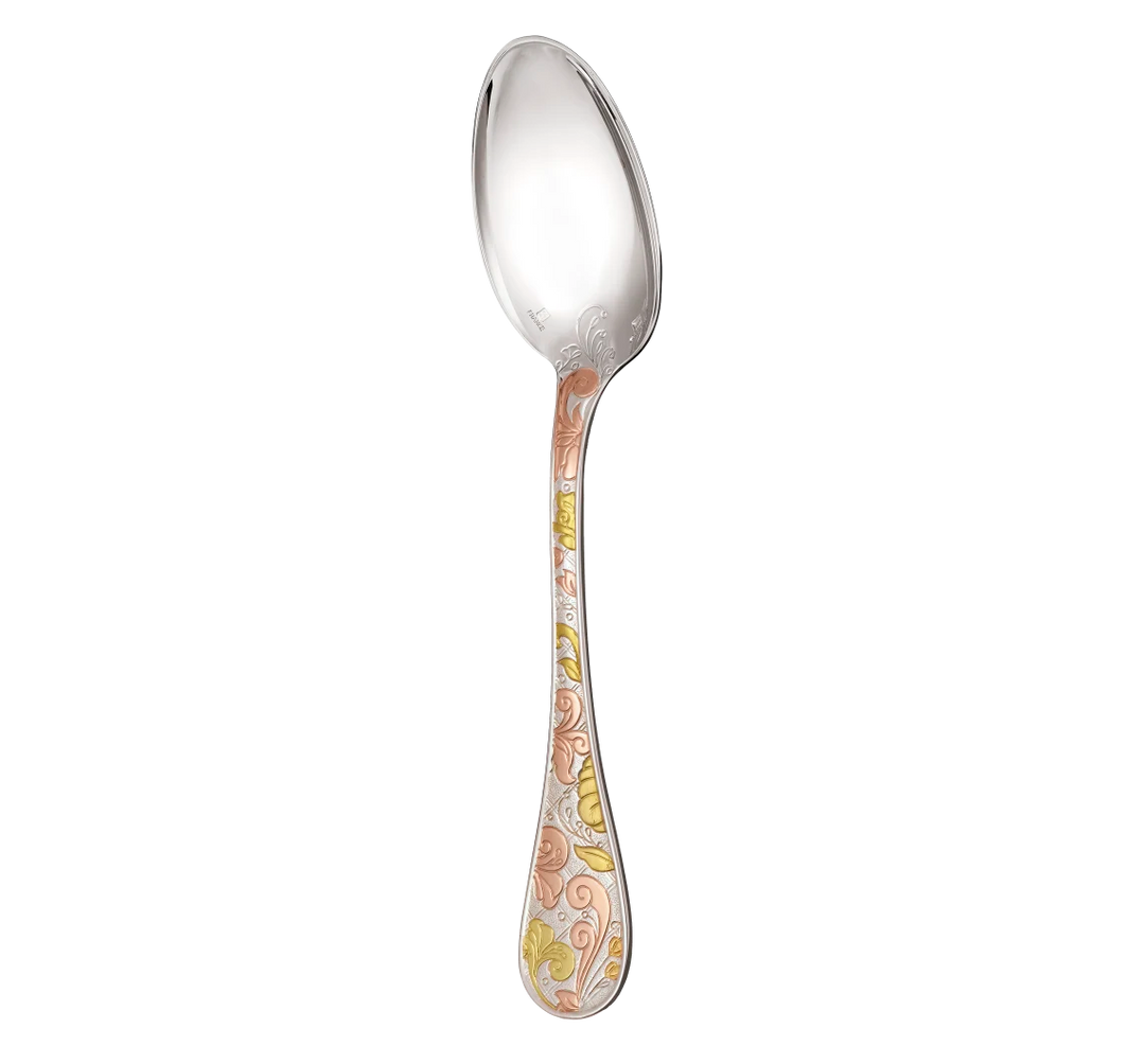 Jardin d'Eden - Table Spoon - Partially Gilded Silver Plated - Pink and Yellow Gold