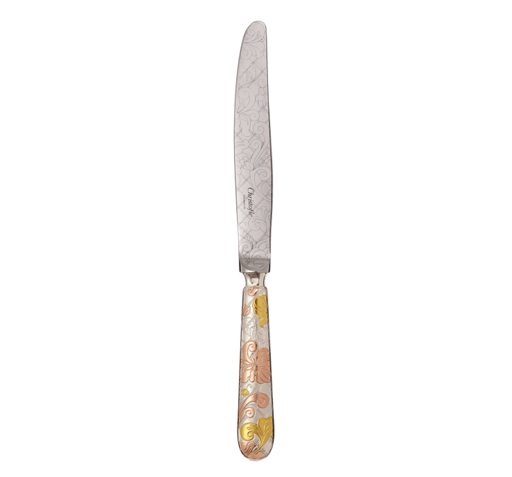 Jardin d'Eden - Dinner Knife - Partially Gilded Silver Plated - Pink and Yellow Gold