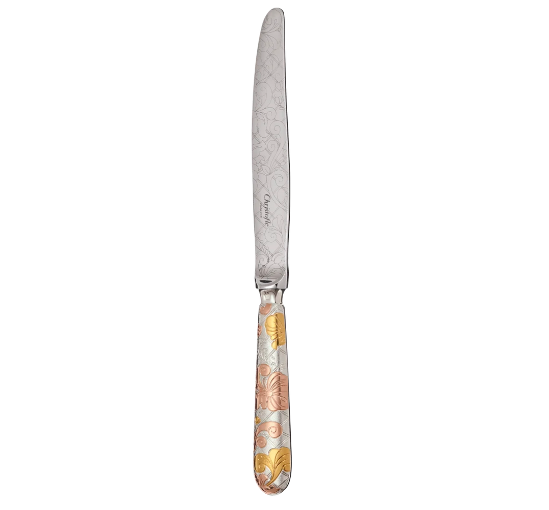 Jardin d'Eden - Dinner Knife - Partially Gilded Silver Plated - Pink and Yellow Gold