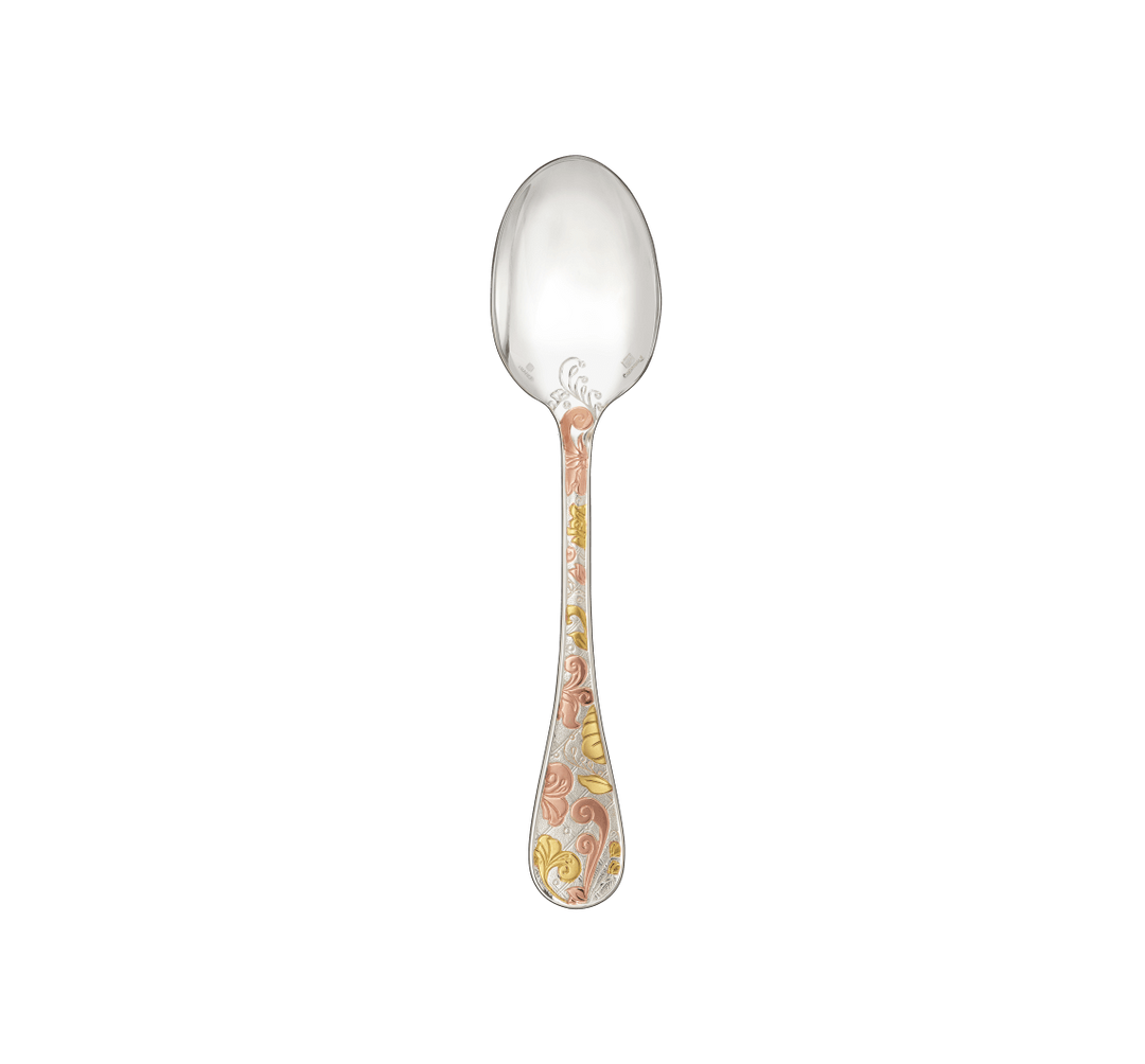 Jardin d'Eden - Dessert Spoon - Partially Gilded Silver Plated - Pink and Yellow Gold