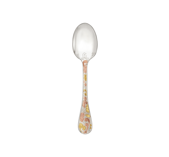 Jardin d'Eden - Dessert Spoon - Partially Gilded Silver Plated - Pink and Yellow Gold
