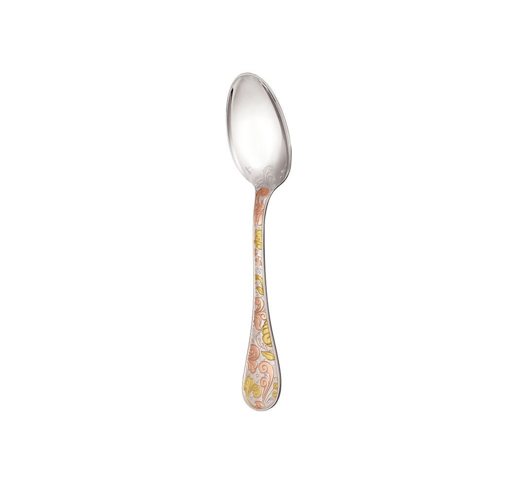 Jardin d'Eden - Dessert Spoon - Partially Gilded Silver Plated - Pink and Yellow Gold