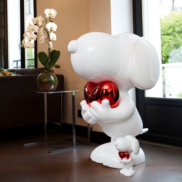 Snoopy Heart - White & Red Large