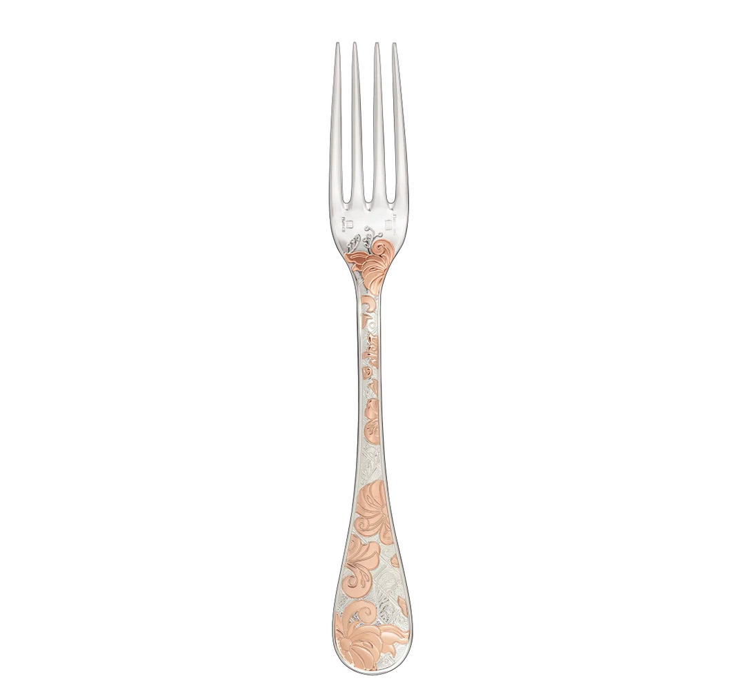Jardin d'Eden - Dinner Fork - Partially Gilded Silver Plated - Pink Gold