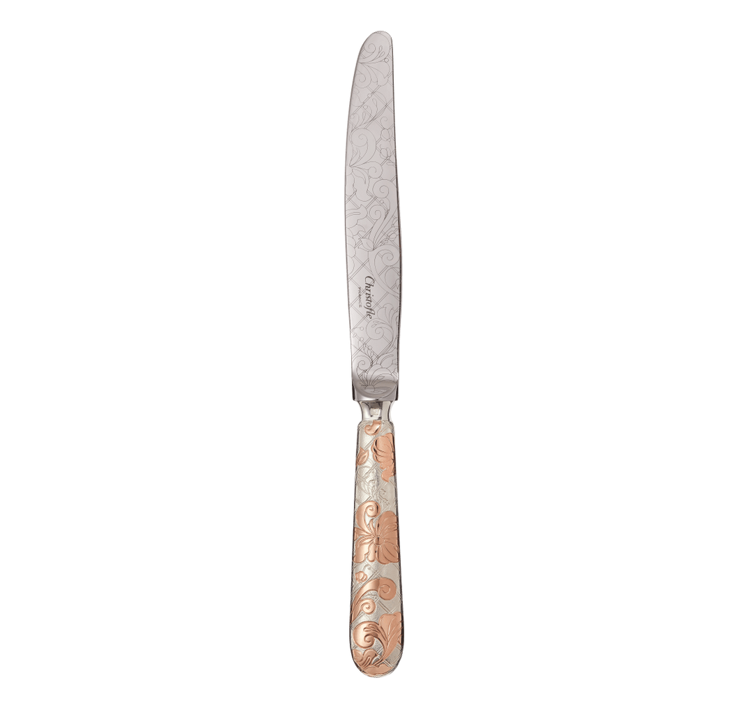 Jardin d'Eden - Dinner Knife - Partially Gilded Silver Plated - Pink Gold