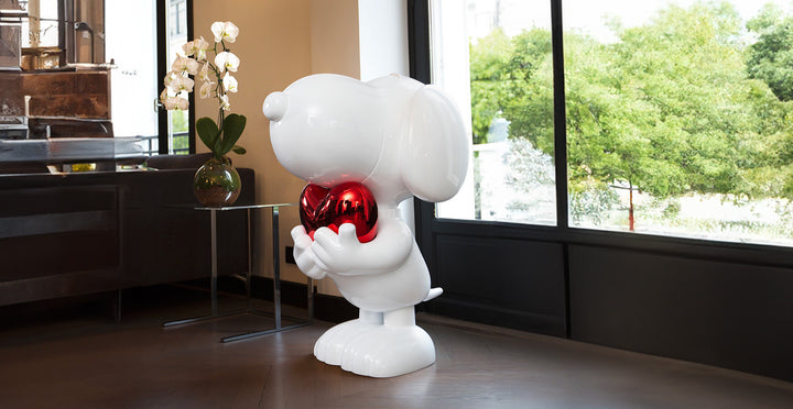 Snoopy Heart - White & Red Large