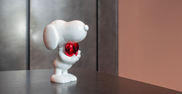 Snoopy Heart - White & Red Medium