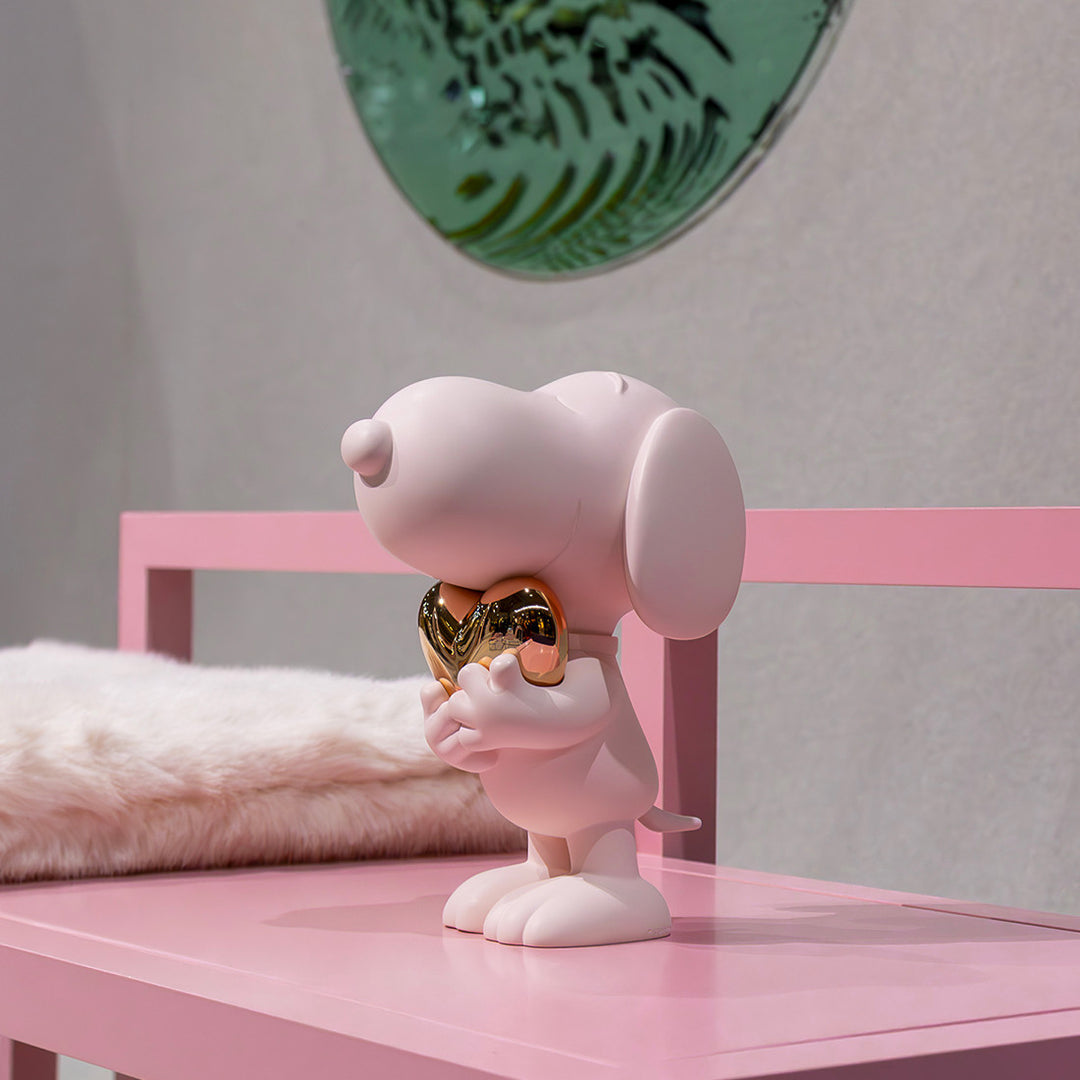 Snoopy Heart - Pink & Gold Small