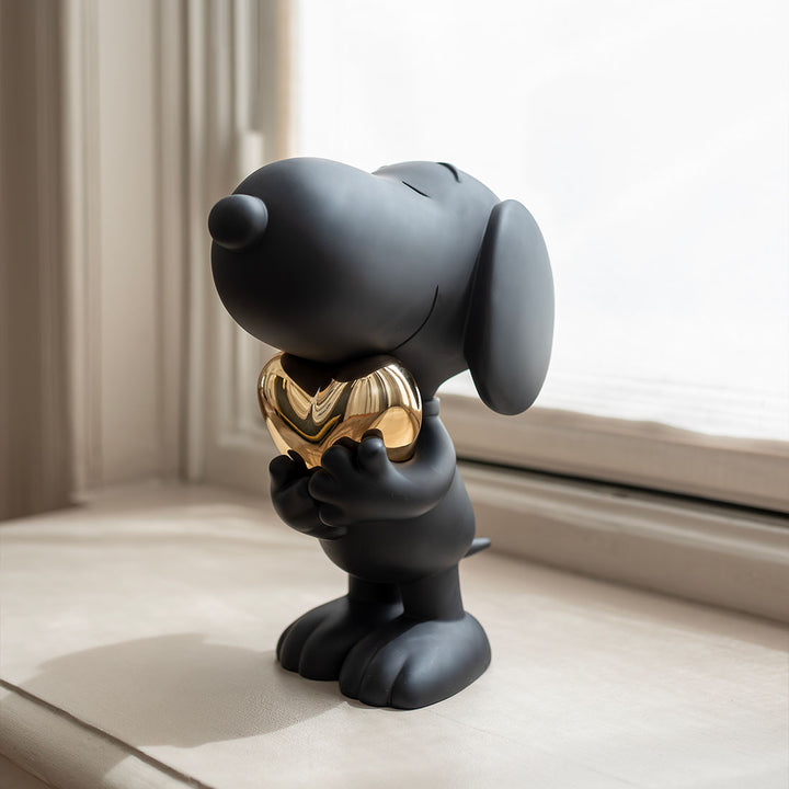 Snoopy Heart - Black & Gold Medium