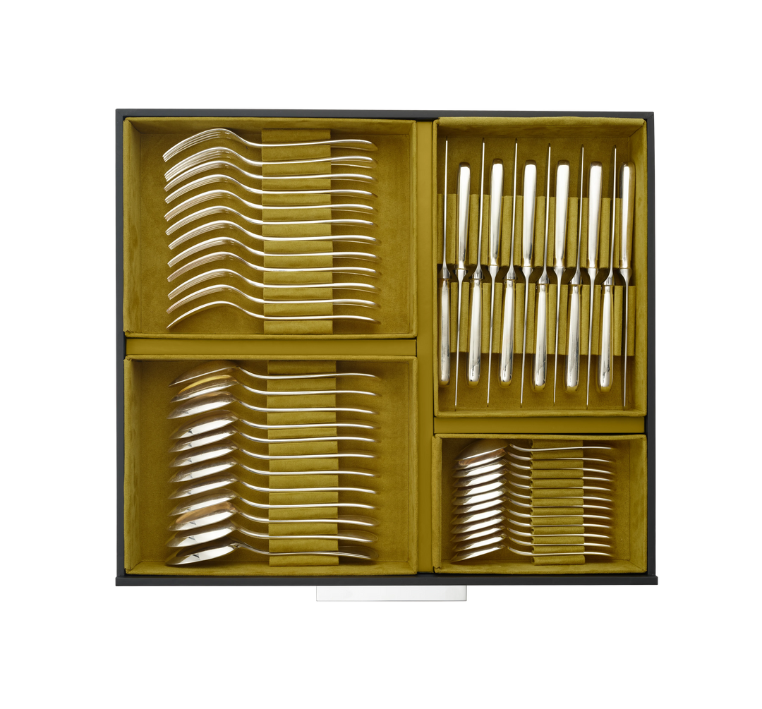 Malmaison - 110 pieces Flatware Set for 12 people with chest - Silver