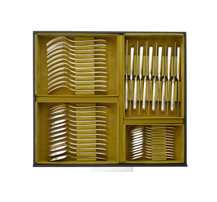 Malmaison - 110 pieces Flatware Set for 12 people with chest - Silver