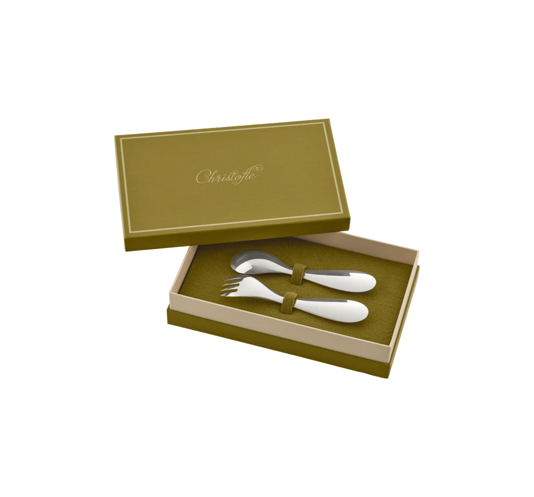 Talisman - Baby Spoon & Fork Set Rose Quartz - Silver Plated