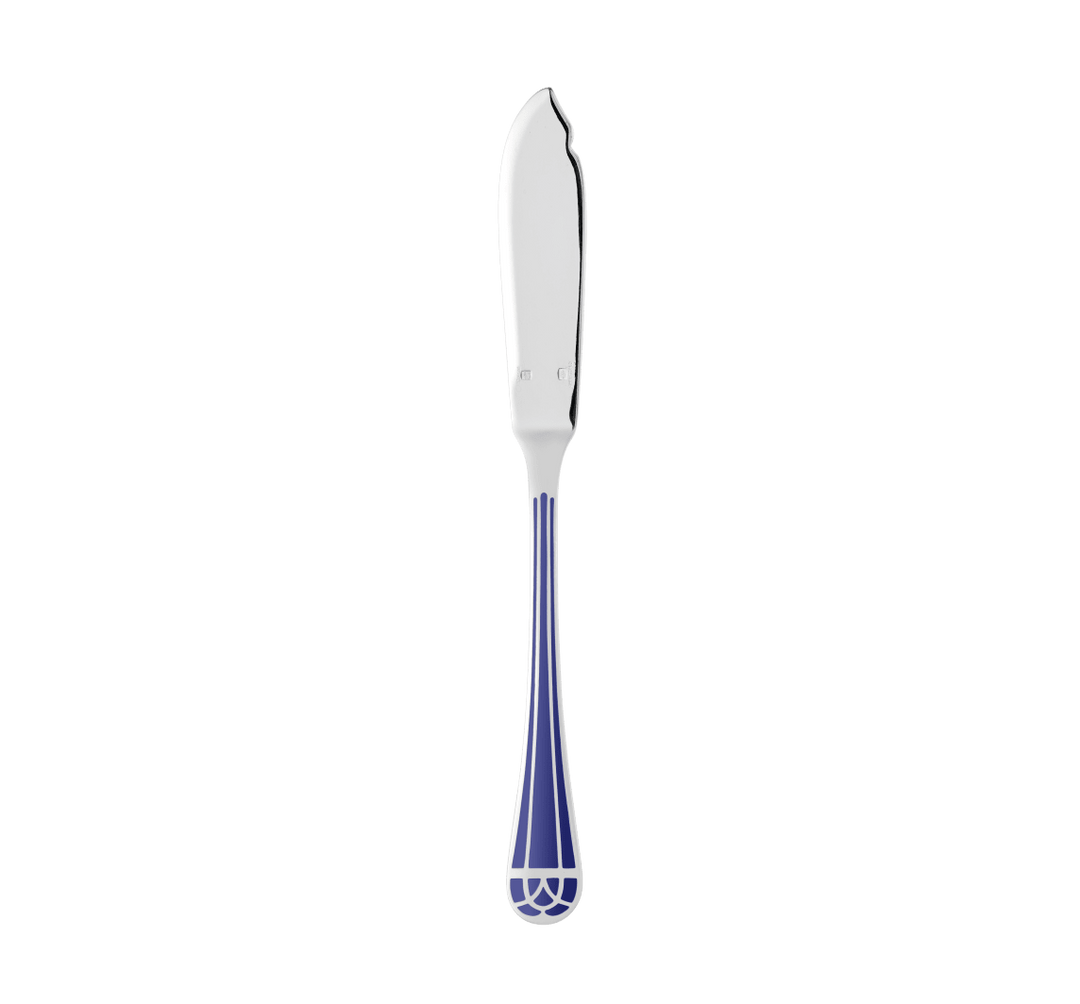 Talisman - Fish Knife Marbled Blue - Silver Plated