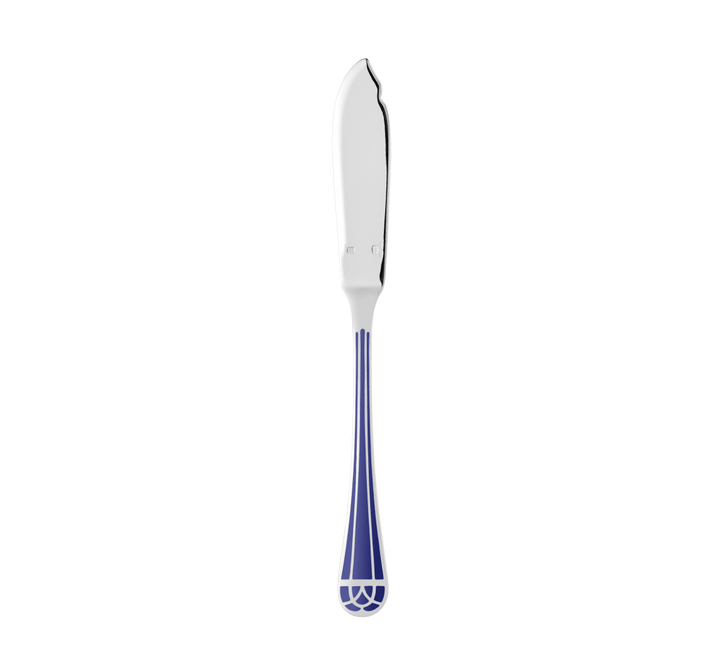 Talisman - Fish Knife Marbled Blue - Silver Plated