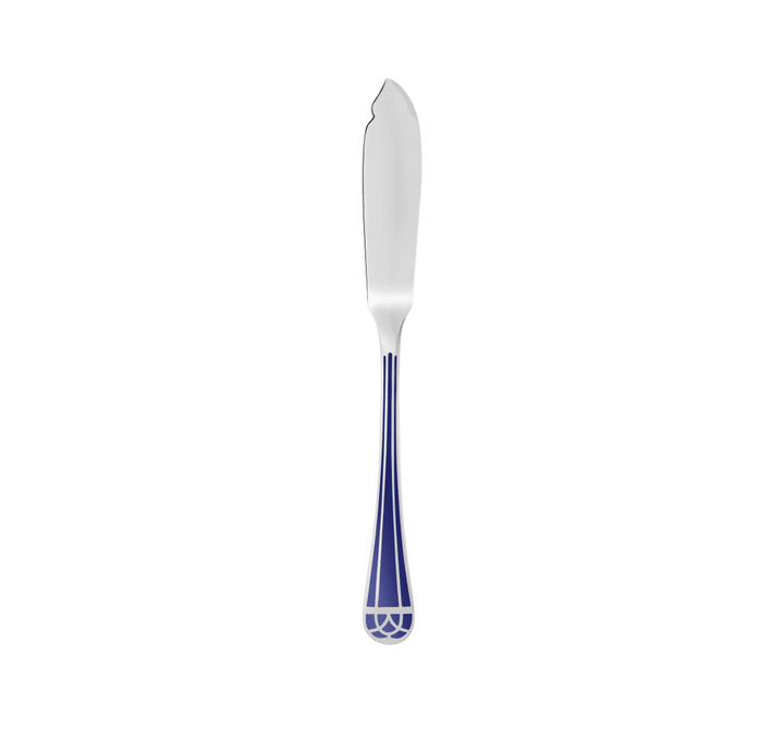 Talisman - Fish Knife Marbled Blue - Silver Plated