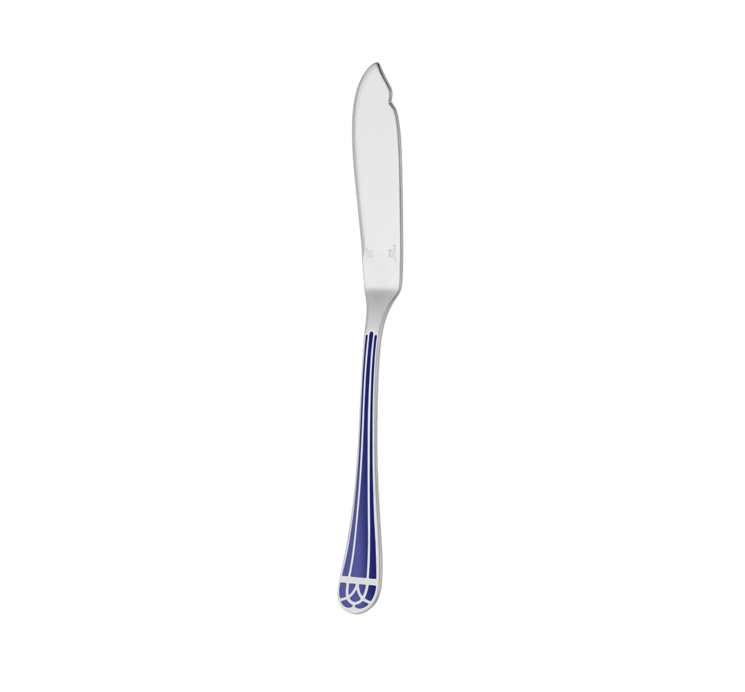 Talisman - Fish Knife Marbled Blue - Silver Plated