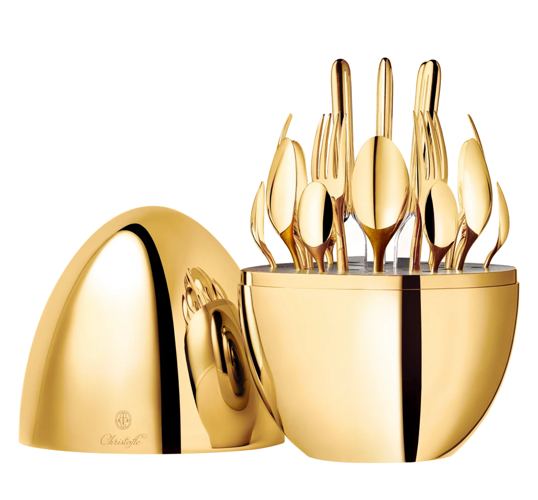 MOOD - 24-Piece Flatware Set for 6 People in 24-carat Gold Gilded Metal Chest - Gold