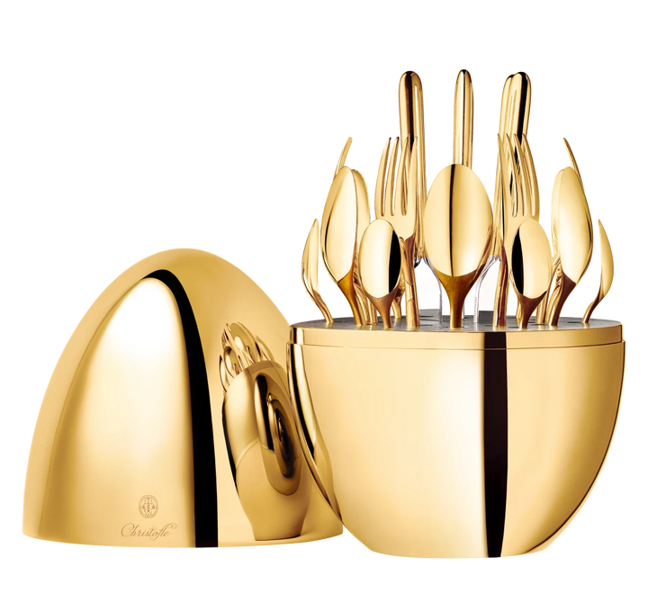 MOOD - 24-Piece Flatware Set for 6 People in 24-carat Gold Gilded Metal Chest - Gold