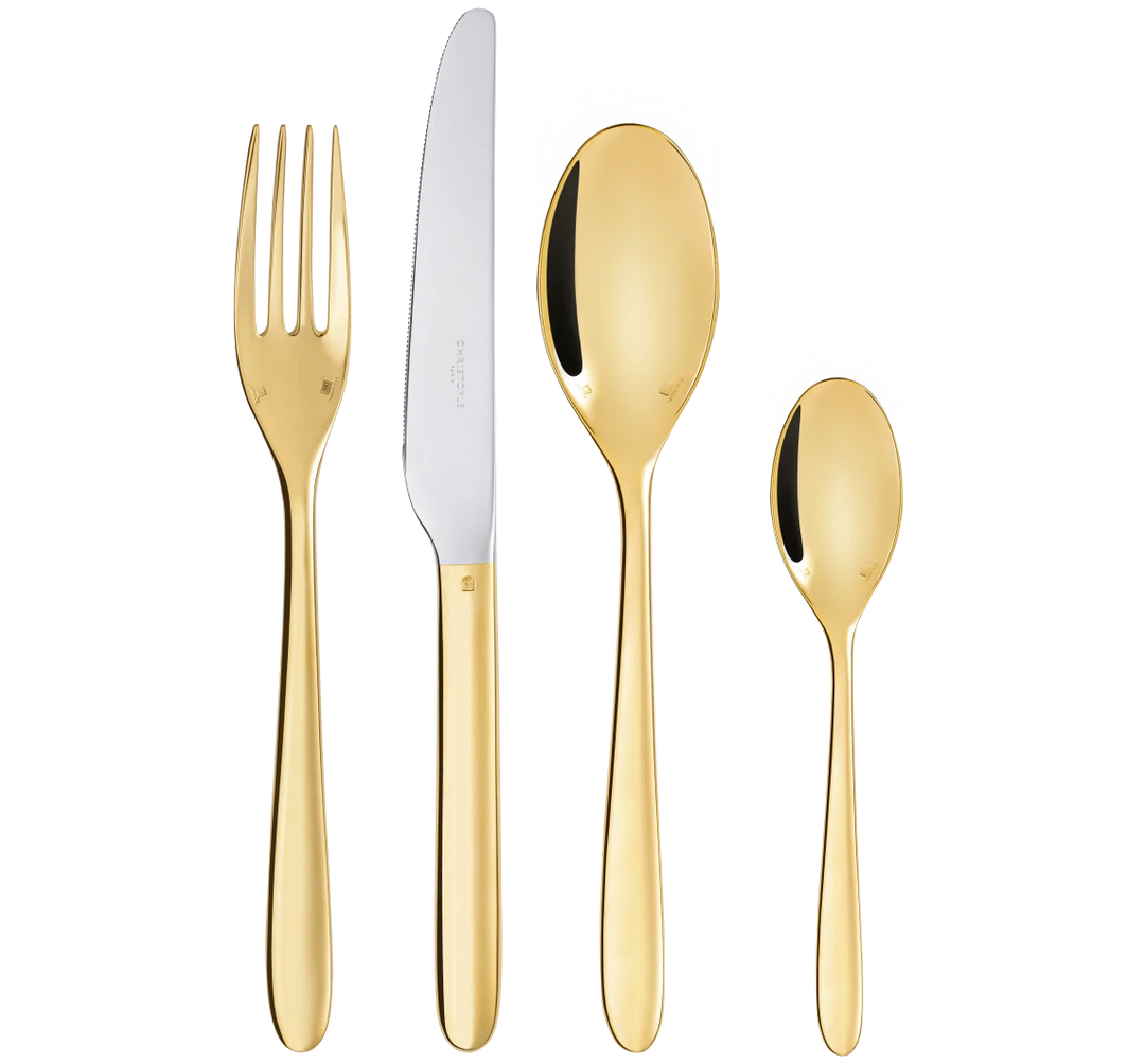 MOOD - 24-Piece Flatware Set for 6 People in 24-carat Gold Gilded Metal Chest - Gold