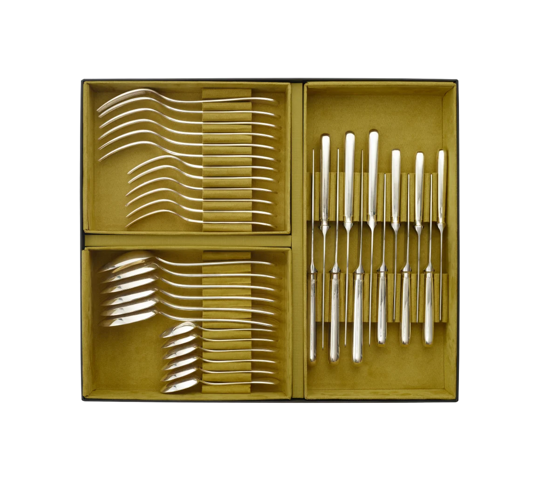Steel Perles - 36-Piece Flatware Set with Free Storage Box - Stainless Steel