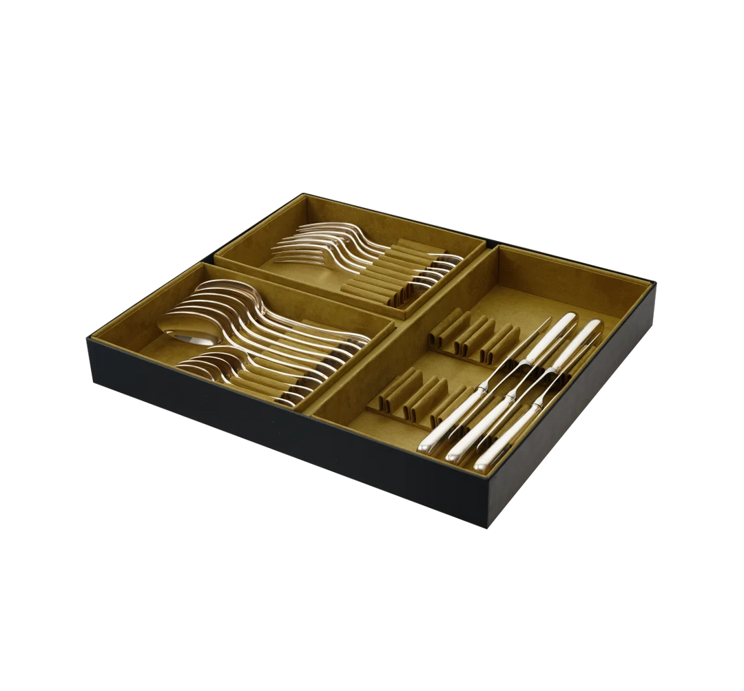 Steel Perles - 24-Piece Flatware Set with Free Storage Box - Stainless Steel