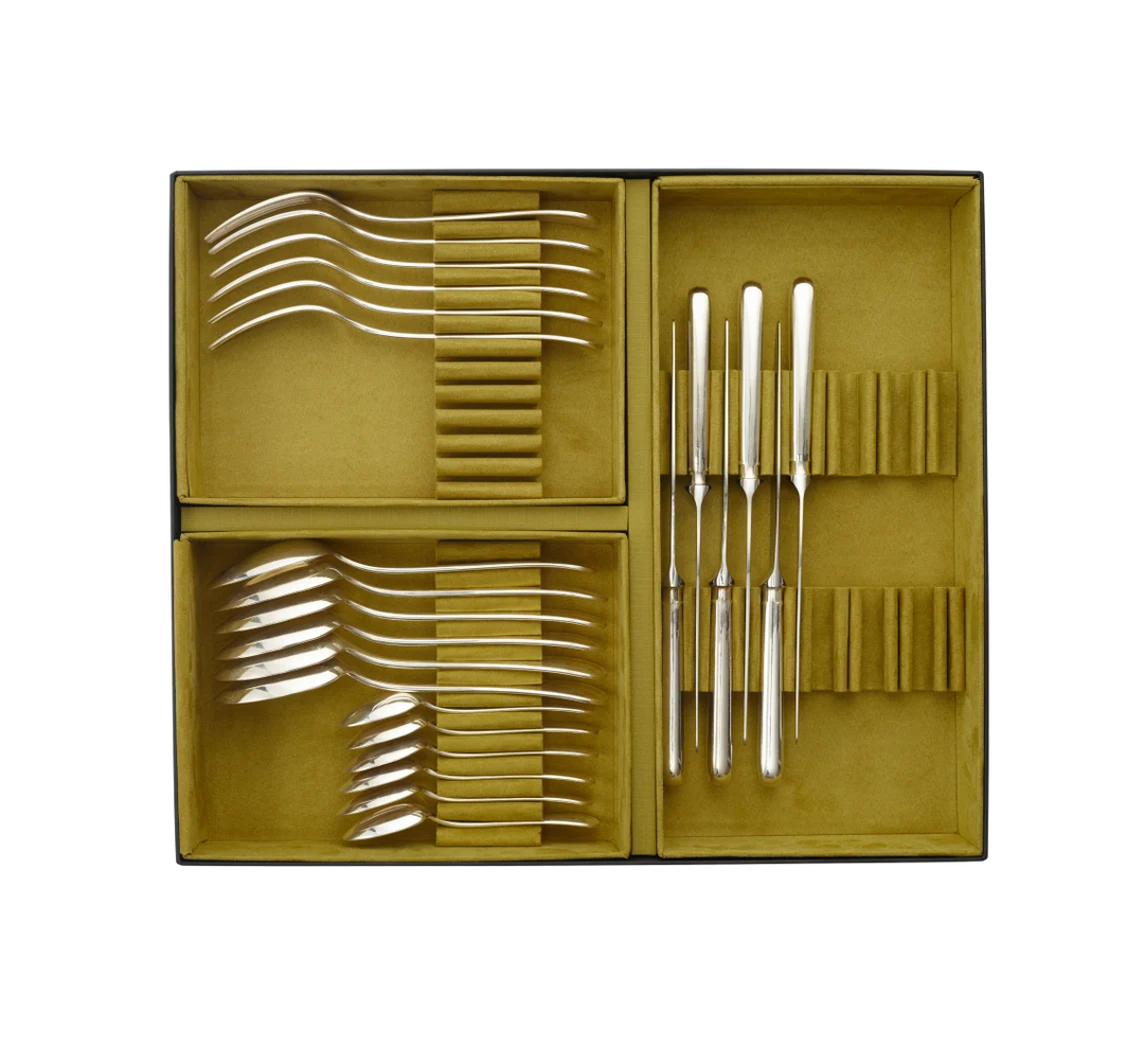 Steel Perles - 24-Piece Flatware Set with Free Storage Box - Stainless Steel