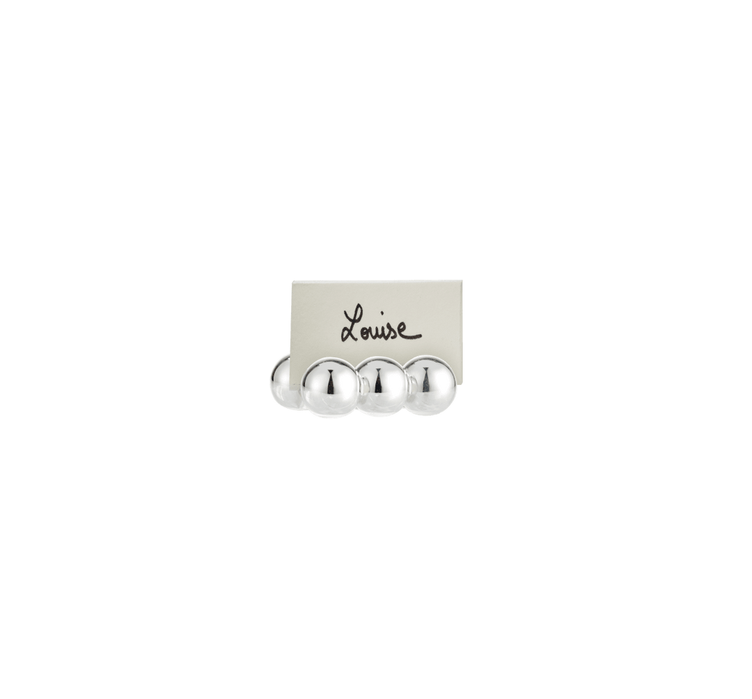 Perles - Set of 2 Place Card Holders - Silver plated