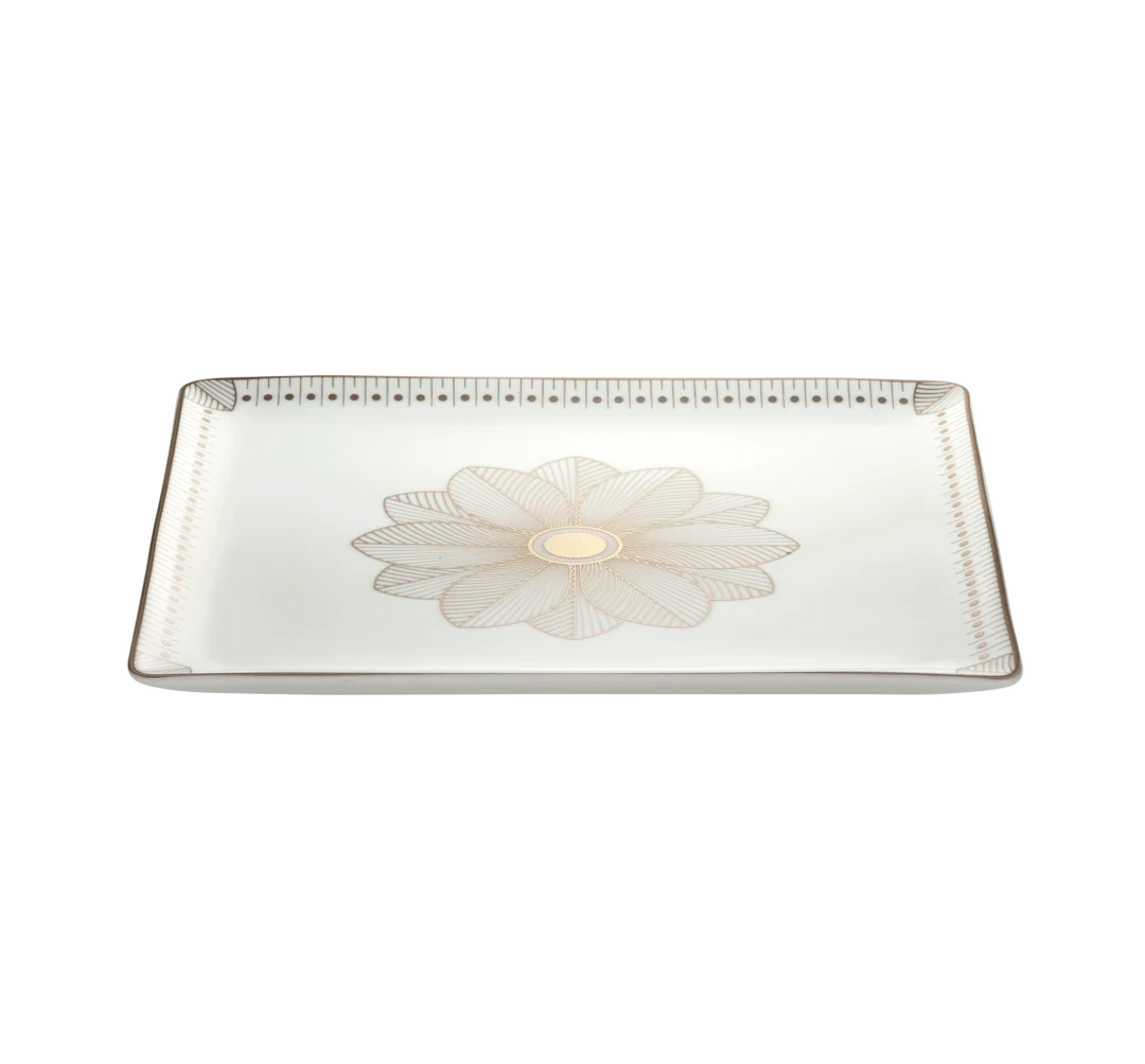 Malmaison Impériale - Rectangular Tray 22x20cm - Porcelain Platinum Finish