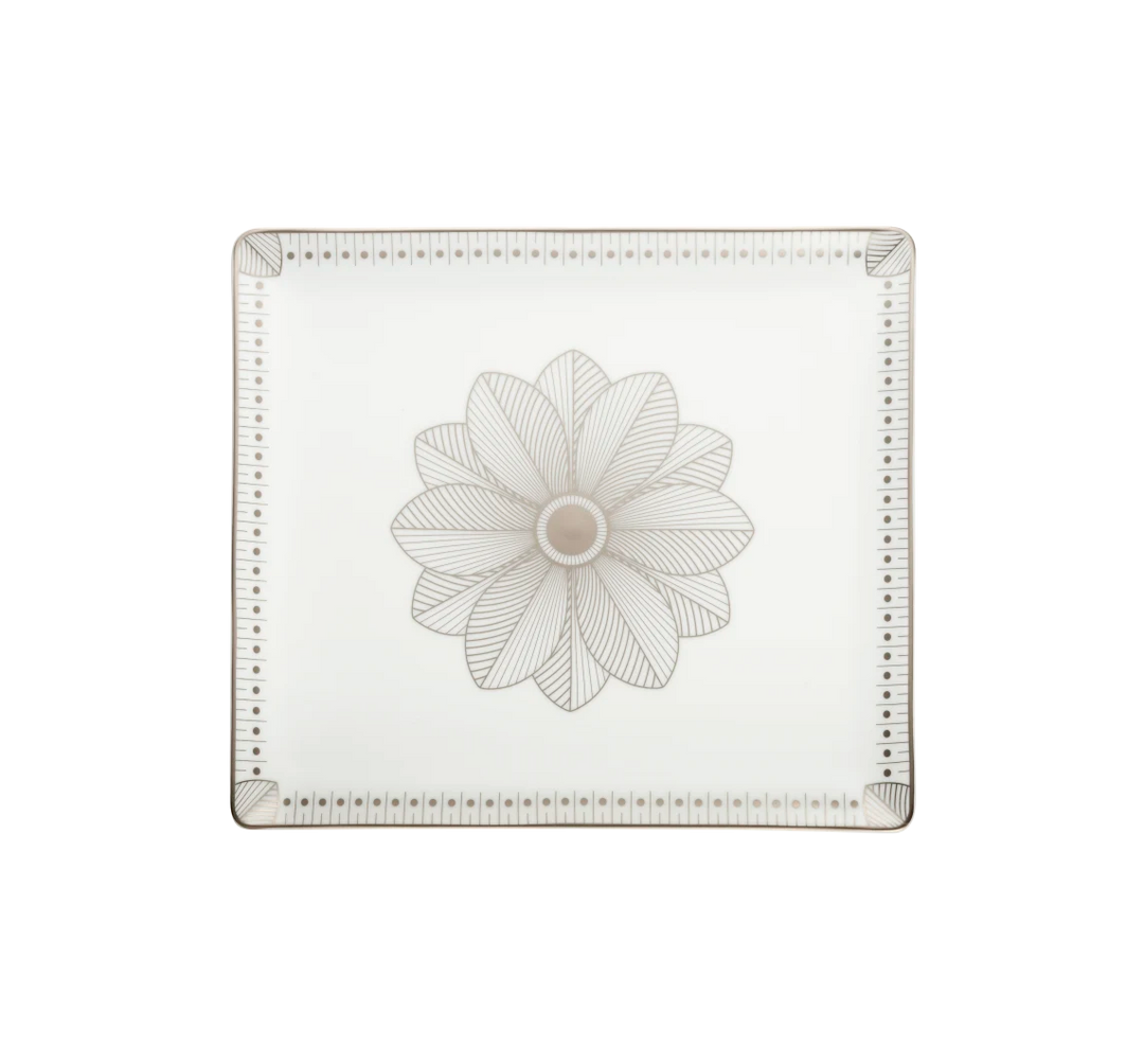 Malmaison Impériale - Rectangular Tray 22x20cm - Porcelain Platinum Finish